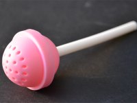 thee-ei lepel, Lollie, silicone, roze + wit; 110/34mm