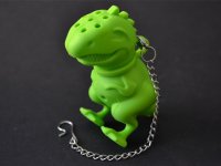 thee-ei Dinosaur T-rex, silicone, mintgroen; 78/38mm; aan rvs kettinkje