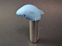 thee-ei Shark-head, rvs cylinder + kop lichtblauw silicone; 20/50/85mm